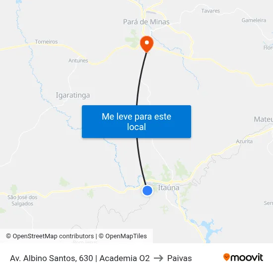 Av. Albino Santos, 630 | Academia O2 to Paivas map