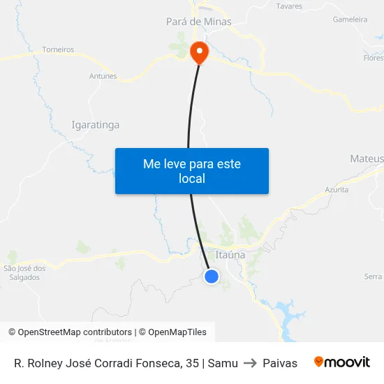 R. Rolney José Corradi Fonseca, 35 | Samu to Paivas map