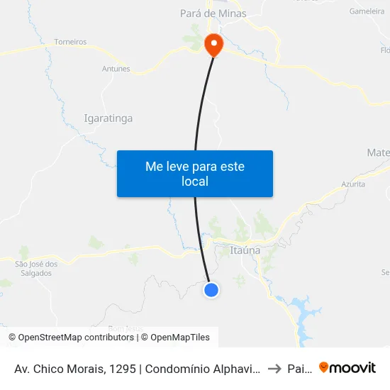 Av. Chico Morais, 1295 | Condomínio Alphaville - Sentido Centro to Paivas map