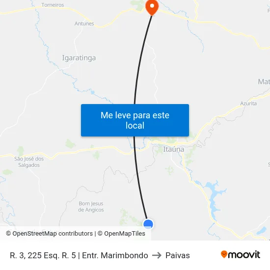 R. 3, 225 Esq. R. 5 | Entr. Marimbondo to Paivas map