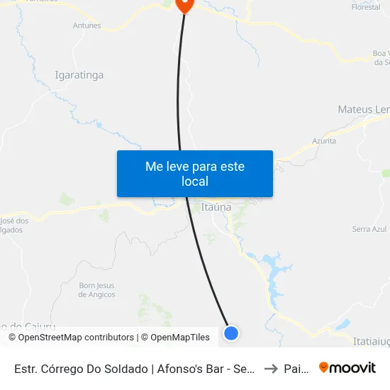 Estr. Córrego Do Soldado | Afonso's Bar - Sentido Bairro to Paivas map