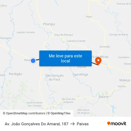 Av. João Gonçalves Do Amaral, 187 to Paivas map