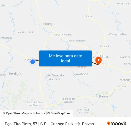 Pça. Tito Pinto, 57 | C.E.I. Criança Feliz to Paivas map
