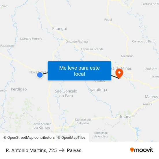 R. Antônio Martins, 725 to Paivas map
