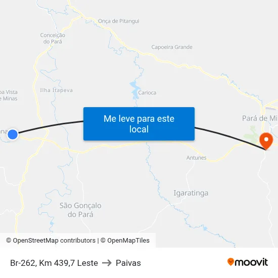 Br-262, Km 439,7 Leste to Paivas map