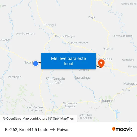 Br-262, Km 441,5 Leste to Paivas map