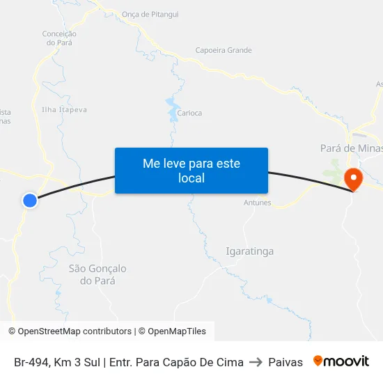 Br-494, Km 3 Sul | Entr. Para Capão De Cima to Paivas map