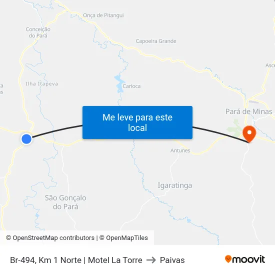 Br-494, Km 1 Norte | Motel La Torre to Paivas map