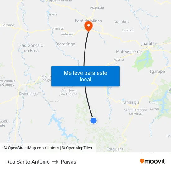 Rua Santo Antônio to Paivas map