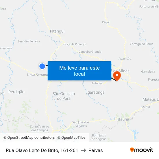 Rua Olavo Leite De Brito, 161-261 to Paivas map