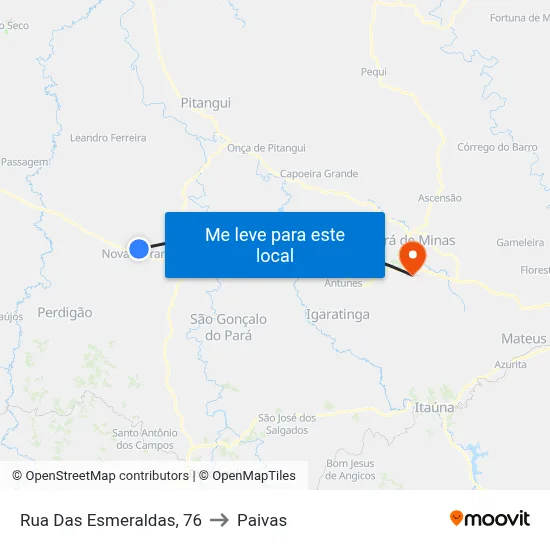 Rua Das Esmeraldas, 76 to Paivas map