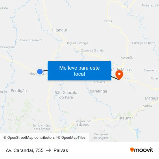 Av. Carandaí, 755 to Paivas map