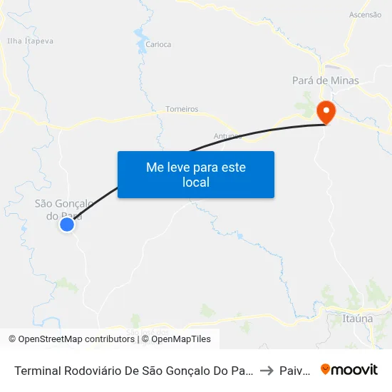 Terminal Rodoviário De São Gonçalo Do Pará to Paivas map