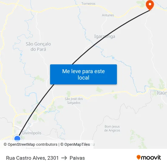 Rua Castro Alves, 2301 to Paivas map