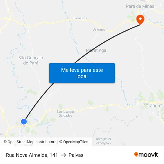 Rua Nova Almeida, 141 to Paivas map