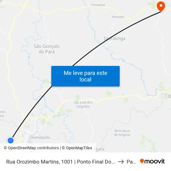 Rua Orozimbo Martins, 1001 | Ponto Final Do Conjunto Nilda Barros to Paivas map