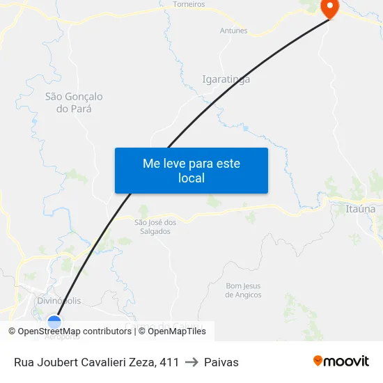 Rua Joubert Cavalieri Zeza, 411 to Paivas map