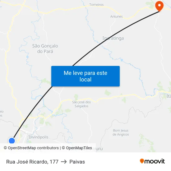 Rua José Ricardo, 177 to Paivas map