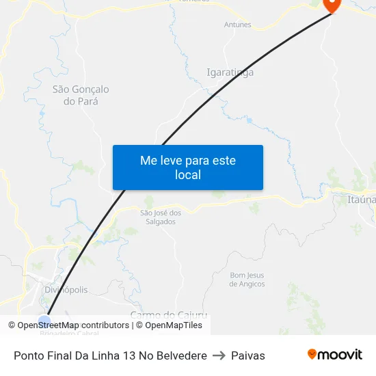 Ponto Final Da Linha 13 No Belvedere to Paivas map
