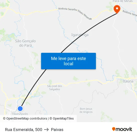 Rua Esmeralda, 500 to Paivas map