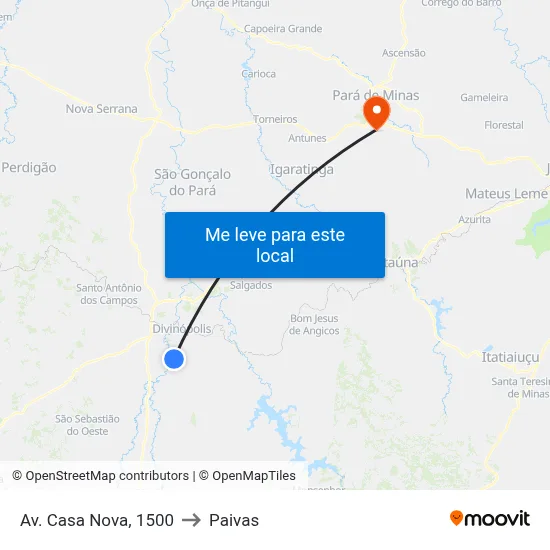 Av. Casa Nova, 1500 to Paivas map