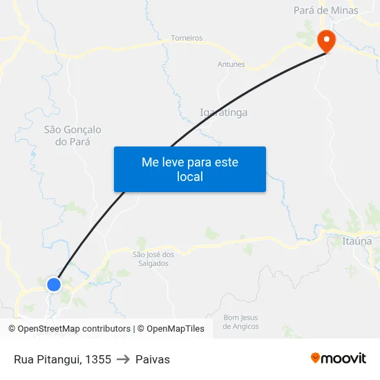 Rua Pitangui, 1355 to Paivas map