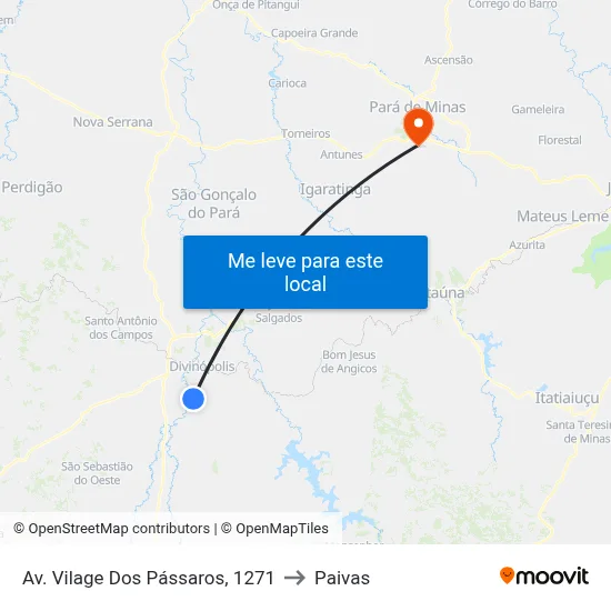 Av. Vilage Dos Pássaros, 1271 to Paivas map