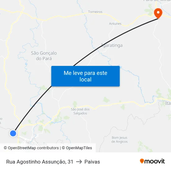 Rua Agostinho Assunção, 31 to Paivas map