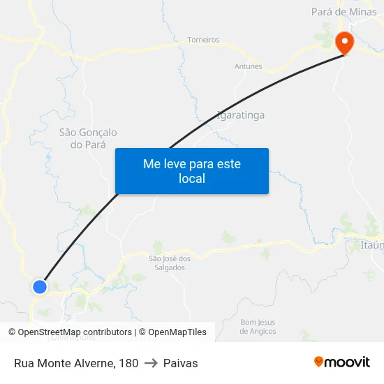 Rua Monte Alverne, 180 to Paivas map