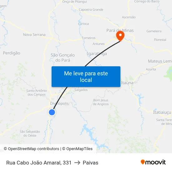 Rua Cabo João Amaral, 331 to Paivas map