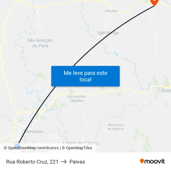Rua Roberto Cruz, 221 to Paivas map