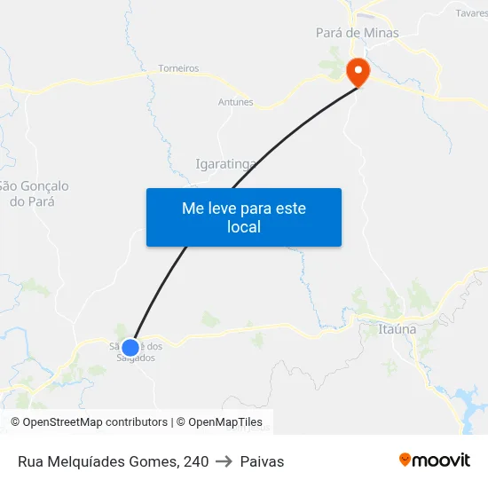 Rua Melquíades Gomes, 240 to Paivas map
