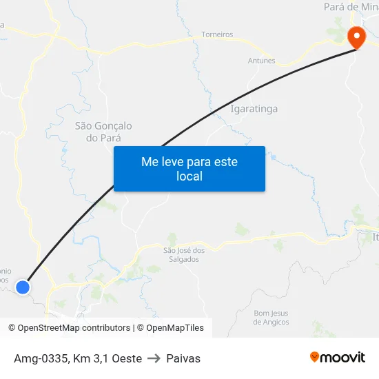 Amg-0335, Km 3,1 Oeste to Paivas map