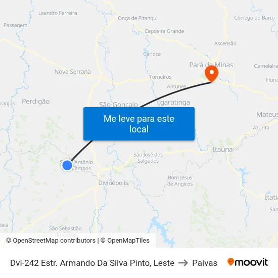 Dvl-242 Estr. Armando Da Silva Pinto, Leste to Paivas map