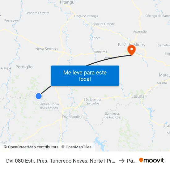 Dvl-080 Estr. Pres. Tancredo Neves, Norte | Praça Da Estação - Djalma Dutra to Paivas map