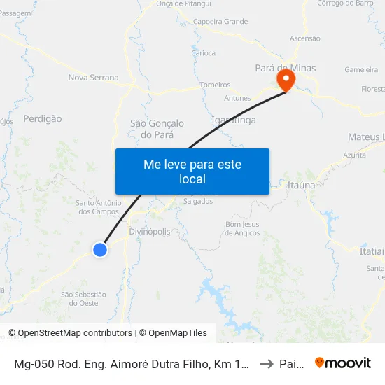 Mg-050 Rod. Eng. Aimoré Dutra Filho, Km 137,4 Leste to Paivas map