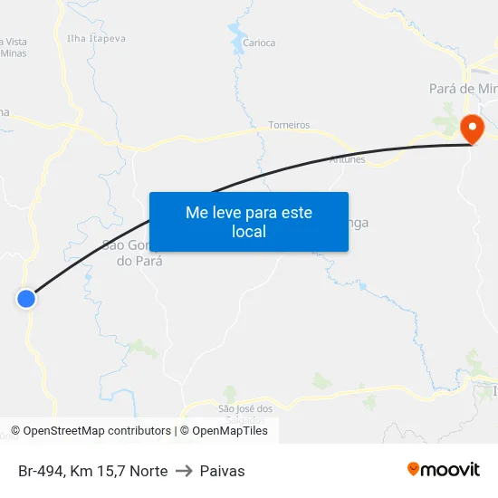 Br-494, Km 15,7 Norte to Paivas map