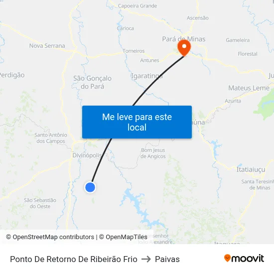 Ponto De Retorno De Ribeirão Frio to Paivas map