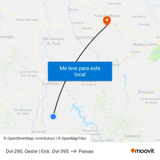 Dvl-290, Oeste | Entr. Dvl-395 to Paivas map
