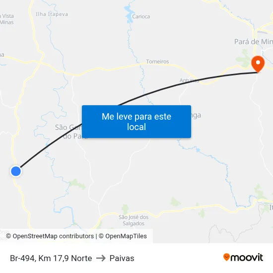 Br-494, Km 17,9 Norte to Paivas map