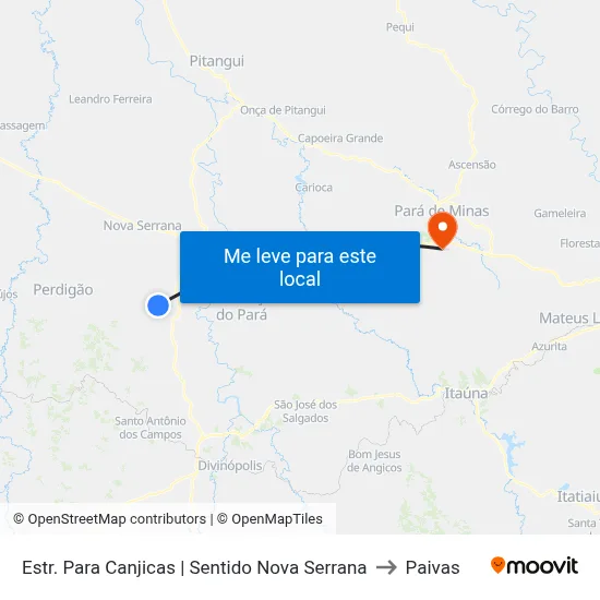 Estr. Para Canjicas | Sentido Nova Serrana to Paivas map
