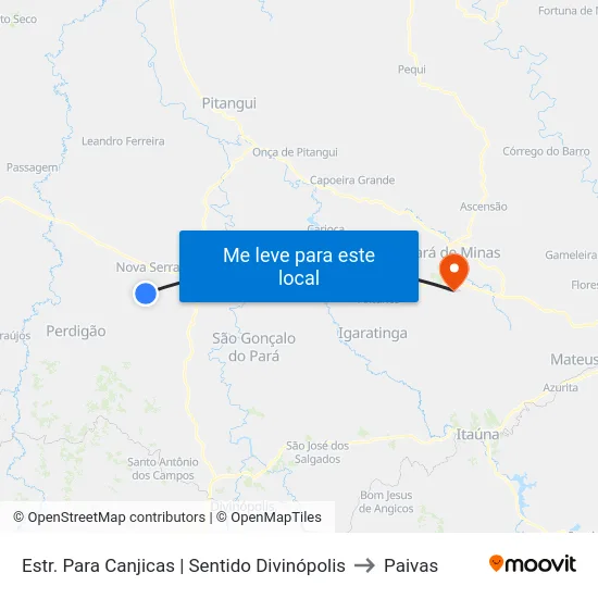 Estr. Para Canjicas | Sentido Divinópolis to Paivas map