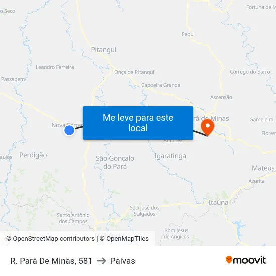 R. Pará De Minas, 581 to Paivas map