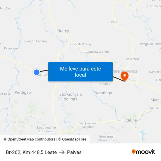 Br-262, Km 448,5 Leste to Paivas map