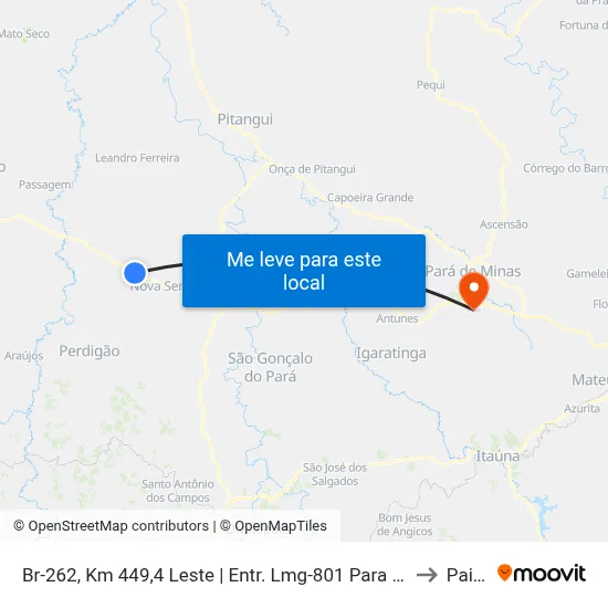 Br-262, Km 449,4 Leste | Entr. Lmg-801 Para Leandro Ferreira to Paivas map