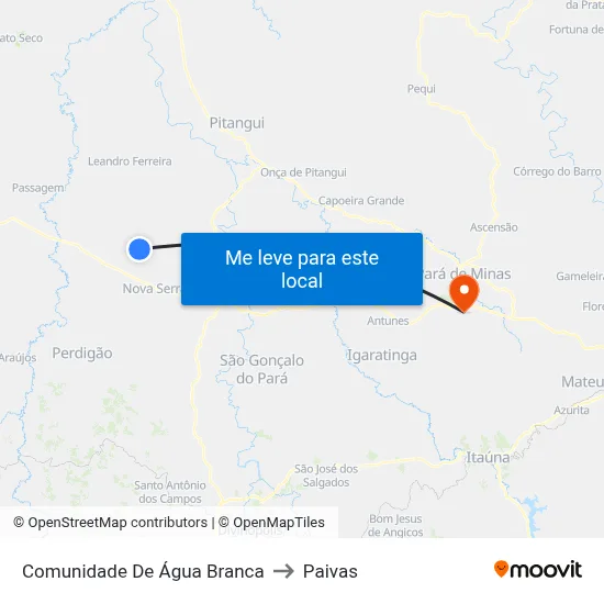 Comunidade De Água Branca to Paivas map