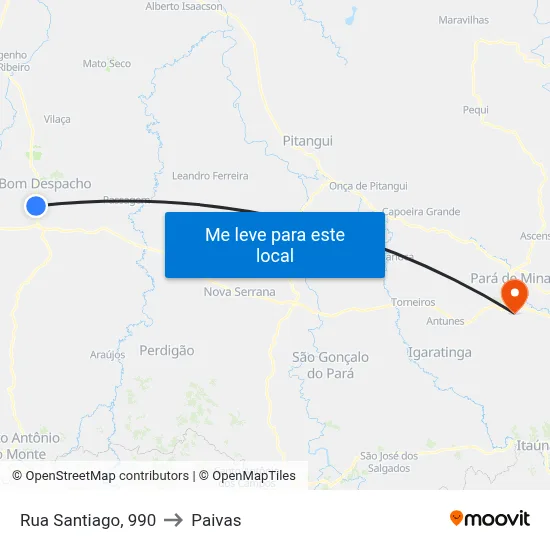 Rua Santiago, 990 to Paivas map