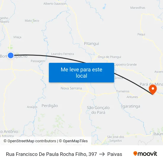 Rua Francisco De Paula Rocha Filho, 397 to Paivas map