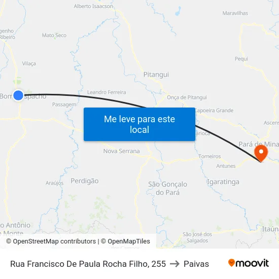 Rua Francisco De Paula Rocha Filho, 255 to Paivas map