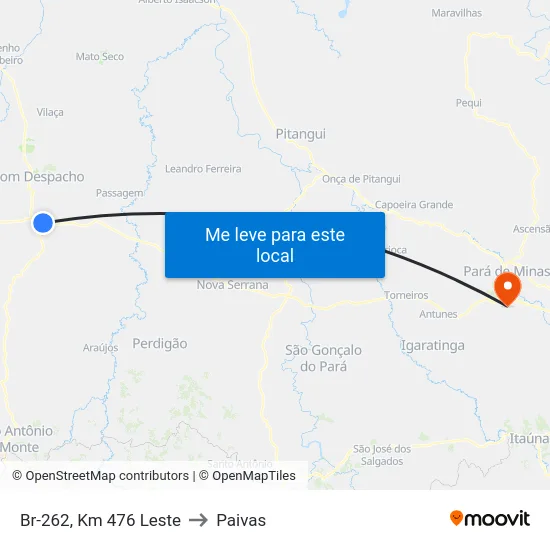 Br-262, Km 476 Leste to Paivas map